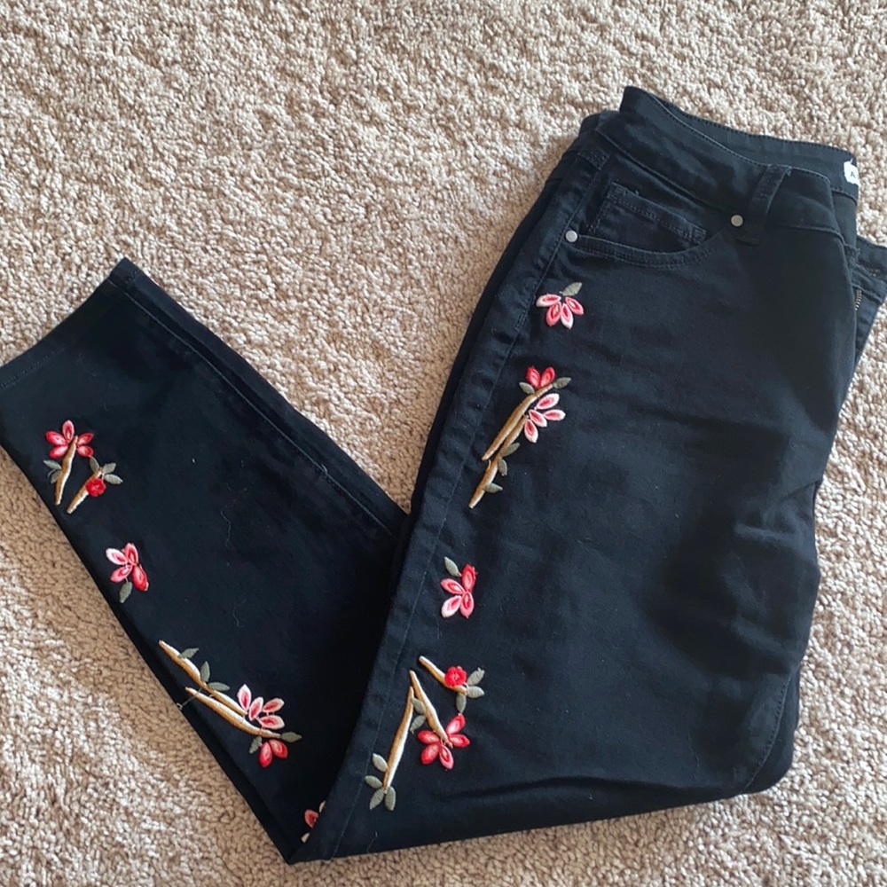 Jeans size 14 with floral decal on legs